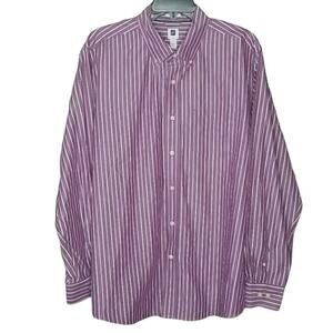 Gap Factory Purple & White Striped Chambray Long Sleeve Button Down Shirt